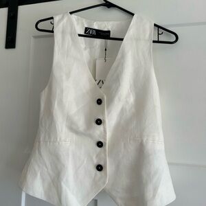 Zara linen blend vest size M NWT